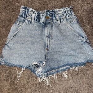 Zara Blue Jean Shorts with Paper-Bag Waist